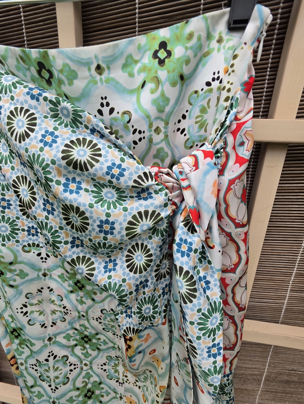 Zara Printed Satin Wrap Skirt with Knot Pareo M - Picture 4 of 10